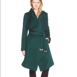 Diane Von Furstenberg Green Wrap Coat